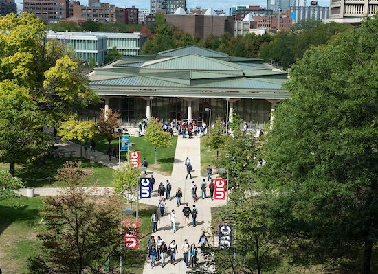 Busy campus during the day